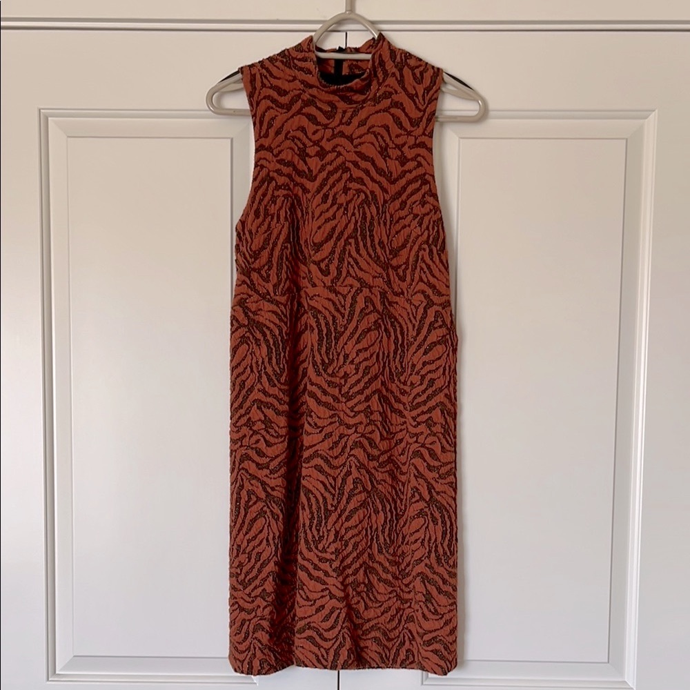 Anthropologie Sleeveless Tiger Print Dress